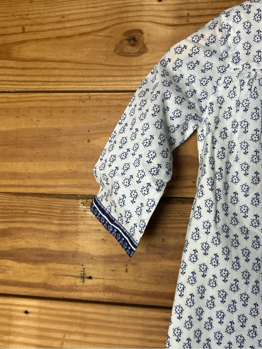 OshKosh B'gosh White Dress with Blue Floral Border
